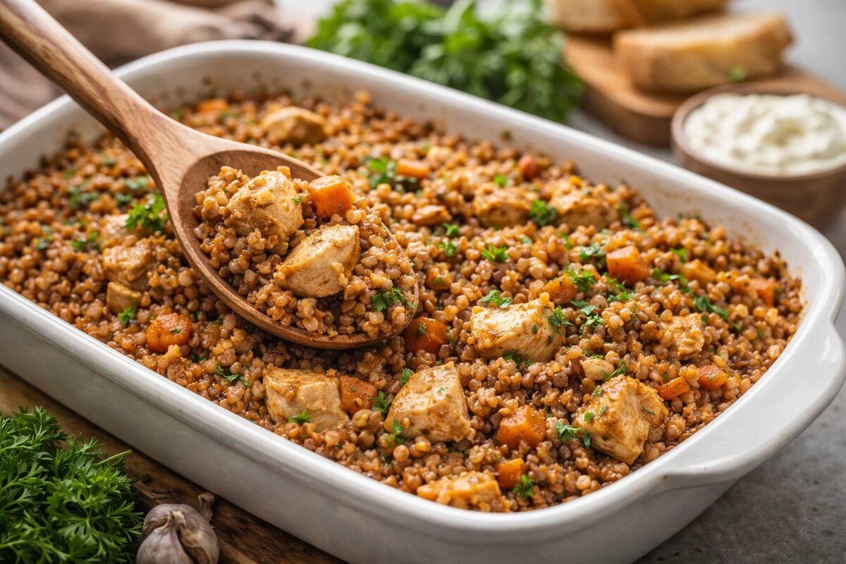 Учимся готовить гречку по-новому: запечённая с курицей