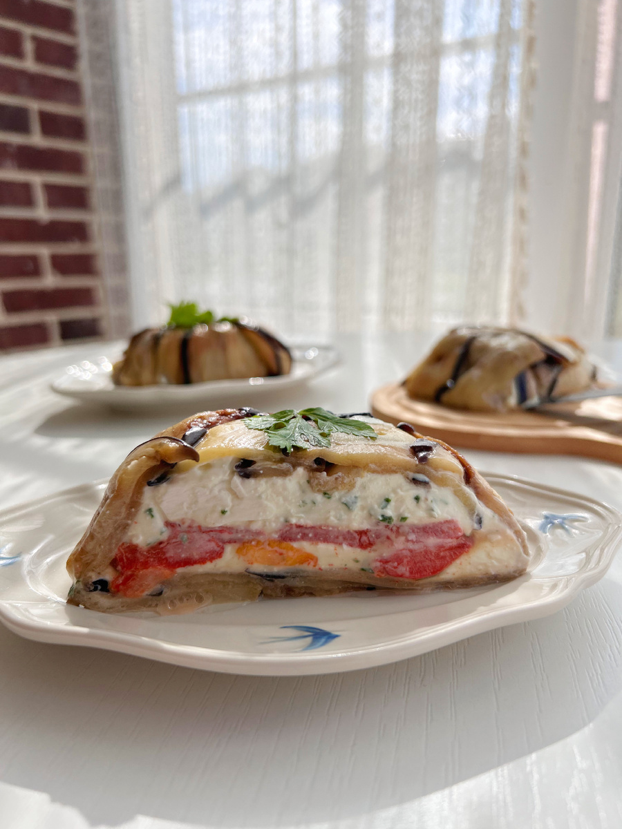 Непревзойденный террин из баклажанов с перцем и сыром