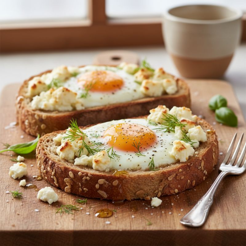Вкусные тосты с яйцом и сыром Фета для идеального завтрака