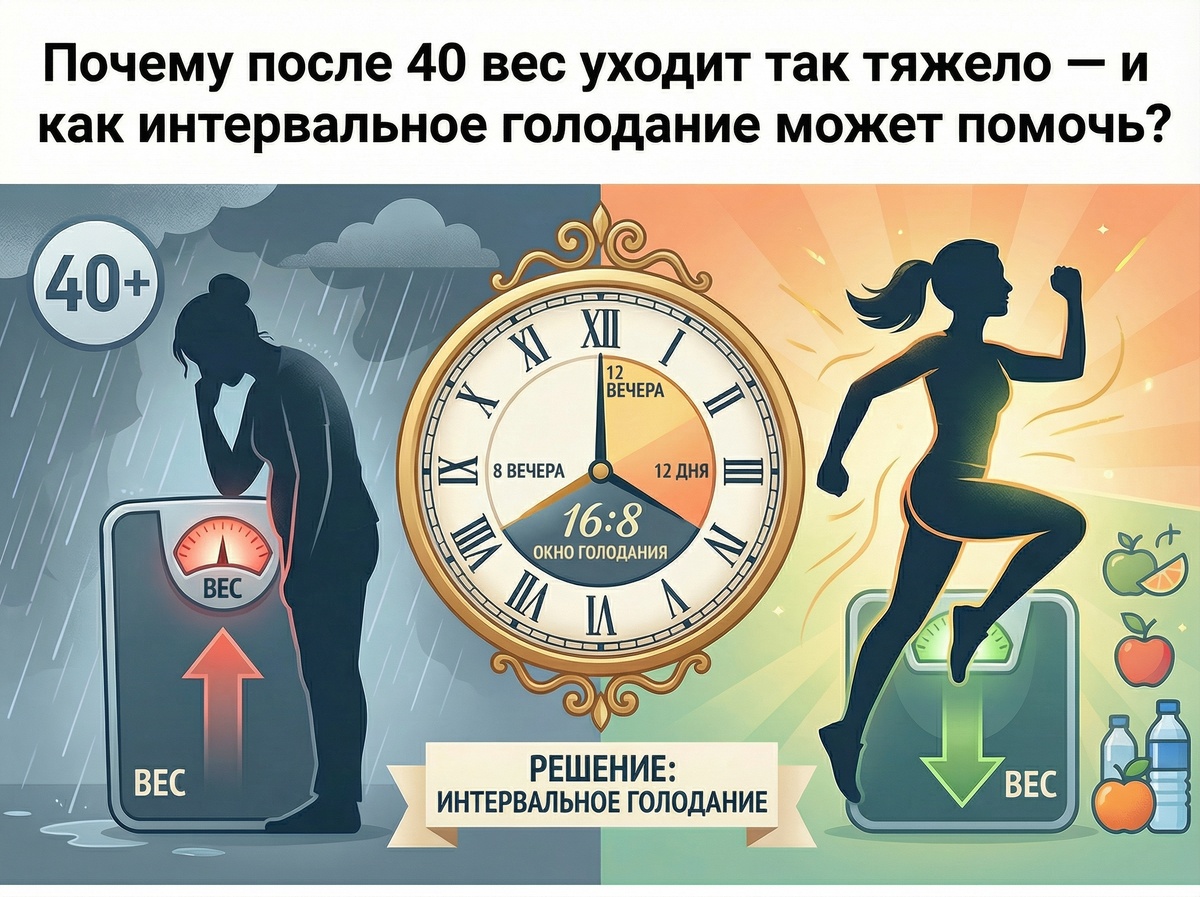 Почему вес уходит так трудно после 40 — и как интервальное голодание может прийти на помощь